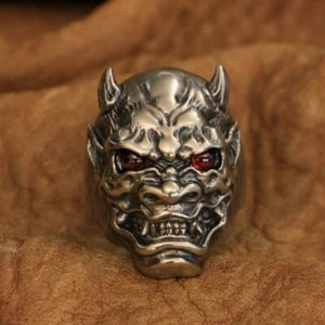 Red Eye Cupronickel Japanese Ghost Prajna Ring Punk Jewellery CP254C UK N½~Z4 - Picture 1 of 27