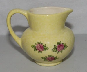 VTG LANCASTER & SANDLAND HANLEY ENGLAND MINI YELLOW CREAMER JUG PITCHER W/ ROSES - Picture 1 of 6