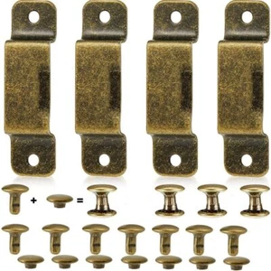 4 Set Metal Tape Measure Clip Bronze Holder Clips Fitting Screws Rivets Tool - Picture 1 of 10