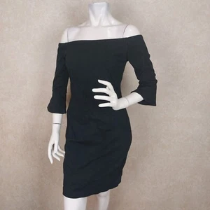 Bar III New Womens Off-The-Shoulder Bell-Sleeve Black Dress __ NWT R9B3 - Picture 1 of 4