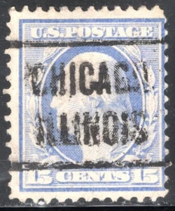 US Stamp Scott #382, 15c, Washington, Pale Ultramarine, Chicago Pre-Cancel MNG - Picture 1 of 1