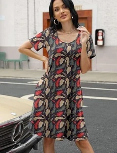 Aranoy Women's Summer Casual Tshirt Dresses Short Sleeve Swing Dress Pockets XL - Picture 1 of 7