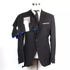 Kenneth Cole Reaction Mens 2 pc Suit 44R/38Wx34L Black Solid E02181 - Picture 1 of 23