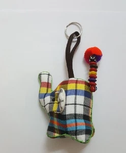 Mini Elephant Fabric Keyring Doll Scotch Pattern Hand sewing charm cute animal - Picture 1 of 5