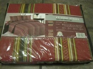 J.C. PENNY, CLASSIC STRIPE 4 PC. TWIN SHEET SET, 90% POLY, 10% COTTON, NIP - Picture 1 of 3