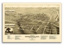 1883 Watertown South Dakota Vintage Old Panoramic City Map - 16x24