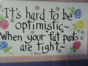 Arte de pared - Mordaza regalo - 6 1/4" x 8 1/4" - Marco dorado - "Los pantalones grasos son apretados" - LKN - Imagen 1 de 3