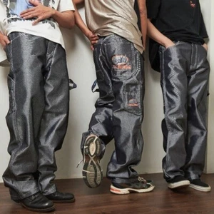 Jeans carpentiere vintage Deadstock slim ombreggiato Eminem anni 90 larghi gamba argento 32 - Foto 1 di 16