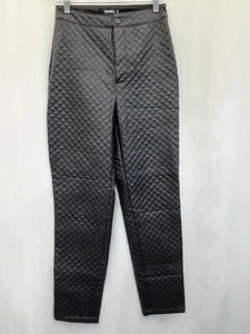 Missguided Women's Quilted Faux Leather Trousers Size 4 Black - Picture 1 of 8