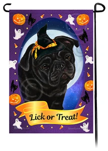 Halloween Garden Flag - Black Pug - Imagen 1 de 1