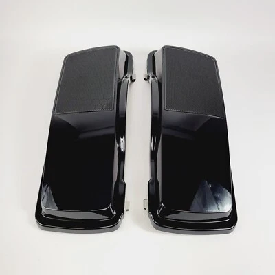 Vivid Black Saddlebag Speaker Lids For Harley Touring Street Road Electra 94-13 - Image 1 of 4