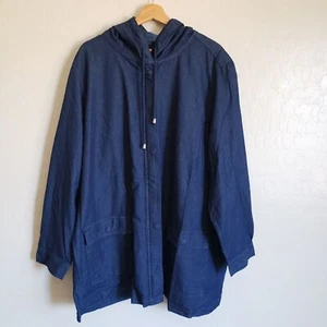 Woman Within Lightweight Hooded Denim Jacket Full Zip Blue Size Women's 2X Plus - Picture 1 of 11