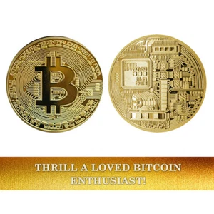 Physical Bitcoin Commemorative Coin Plated Collection Collectible Gold Color - Picture 1 of 12