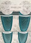 Blue  Shabby Chic Tumblers 10oz, Set Of 4 Acrylic Aqua diamond pattern, NEW