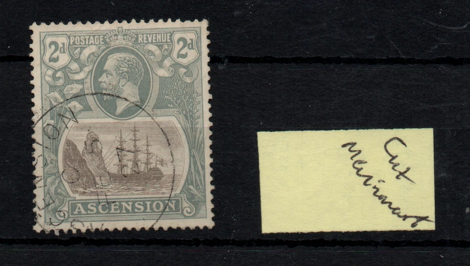 Ascension 1924 2d gris Broken Mainmast SG13A VFU Cat Val £300 WS40898 Foto 1 de 1