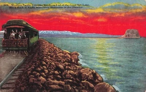 Western Pacific RR Crossing Southern End of Great Salt Lake Utah Vintage PC - Picture 1 of 2