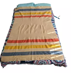 Coperta vintage Orrlaskan 100% lana rosso blu giallo a righe circa 52 x 70 - Foto 1 di 13