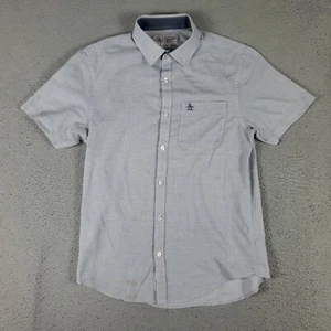 Penguin Shirt Mens Size Small Blue Striped Button Up Short Sleeve * - Picture 1 of 7