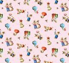 Elizabeth Studio I Love You Pink Easter Bunnies Cotton Quilt Fabric by the Yard