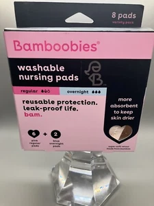 Bamboobies Women’s Nursing Pads, Reusable and Washable, Blue and Light Pink - Picture 1 of 9