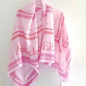 Alexander McQueen Logo Whipstitch Cotton & Silk Rectangular Scarf Pink - Picture 1 of 10