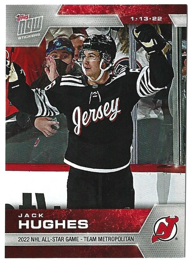 Jack Hughes 2021 NHL Topps NOW All-Star Stickers #ASG-15 SP 1/81 Devils - Image 1 of 2