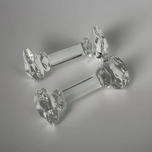 Pair Vintage Crystal Glass Knife Rests – Faceted 4″ Table Setting Dining Decor - Picture 1 of 4