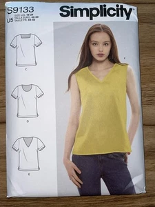 Simplicity S9133 Essential Scoop, V-Neck, Square & Crew Neck T-Shirt Sz 16-24 UC - Picture 1 of 2