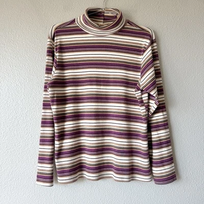 Vintage Bobbie Brooks Turtleneck Top Womens XL Striped Knit Classic Long Sleeve - Image 1 of 4