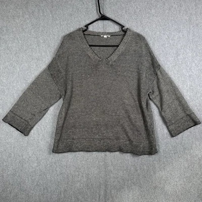 Suéter Eileen Fisher Talla Pequeña Negro Blanco Tejido 100% Lino Orgánico Ligero Foto 1 de 4
