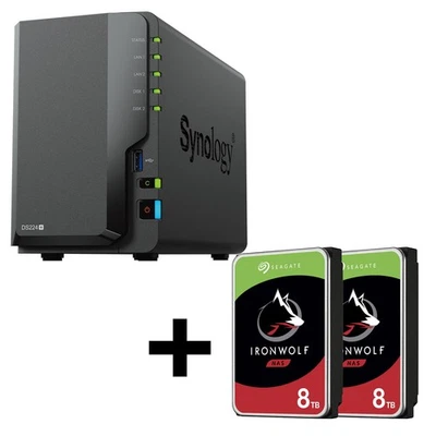 Synology DiskStation DS224+ 2 Einschübe NAS-Server Leergehäuse + 16TB (2x8TB) - Bild 1 von 4