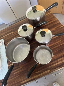 Vintage Revere Ware Sauce Pans Pot LOT 1, 1.5 & 3 QT. Copper Bottom USA - Picture 1 of 13