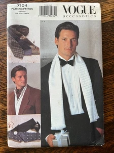 7104 Vintage Vogue Sewing Pattern Mens Accessories Scarf Ascot Tie Cummerbund - Picture 1 of 3