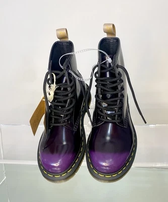 Botas Dr Martens 1460 Veganas Damas Mujer’s Talla 5 Cuero Combate Negras Púrpura Góticas Foto 1 de 4