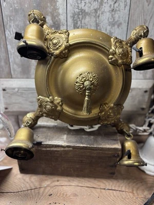 Estate Sale Find-ANTIQUE VICTORIAN 4 ARM BRASS CHANDELIER - Image 1 of 4