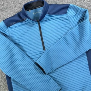 Under Armour Jacket Men L Blue UA Storm Daytona 1/2 Zip ColdGear Ribbed Pullover - Picture 1 of 12