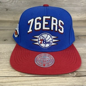 Philadelphia 76ers Hat Cap Men Snapback Blue Spike Mitchell Ness NBA Basketball - Picture 1 of 13