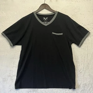 T-shirt 19V69 Italia Versace scollo V logo nero taglia grande Italia abbigliamento - Foto 1 di 11