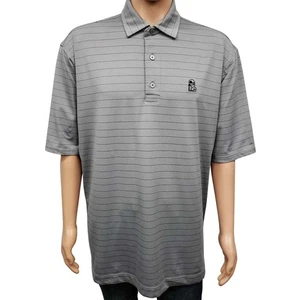 Footjoy FJ Golf Performance Polo Shirt Men XL Gray Striped Logo Embroidery - Picture 1 of 12