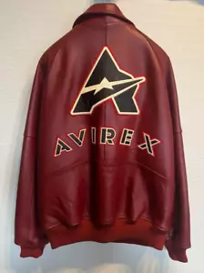 Chaqueta de cuero universitaria AVIREX Stadium Blouson roja para hombre talla XXL usada JAPÓN F/S - Imagen 1 de 5