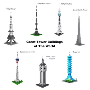 LOZ World Tower Building Block Set Eiffel Big Ben Burj Sky Tree Ostankino Taipei - Picture 1 of 16