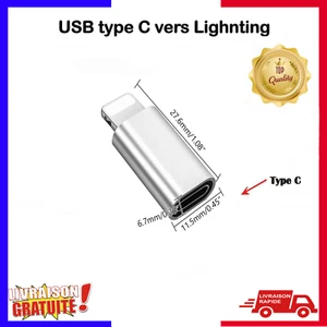 Adaptateur USB type C femelle vers 8 pin mâle pour iPhone  - Photo 1 sur 3