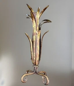 Mid-Century Modern Decorative Wheat Grass Sculpture With Gold Patina Copper - Picture 1 of 3