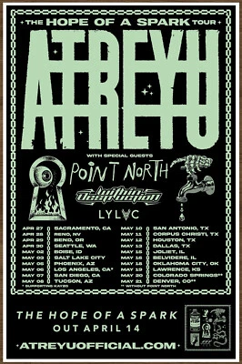 Póster ATREYU Hope Of A Spark Tour 2023 Edición Limitada RARO DENTRO DE LA DESTRUCCIÓN Metalcore Foto 1 de 2