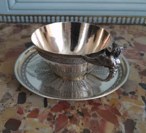 Antique Sterling Silver Cup and Saucer Minerva Hallmark Empire Style Late 19th C - Picture 1 of 9