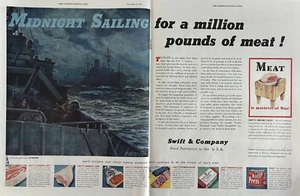 1943 Swift & Co Food Purveyors USA Midnight Sailing WWII Meats Vintage Print Ad - Picture 1 of 1