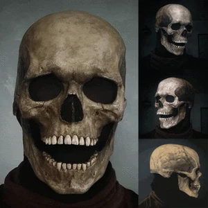 Casco Máscara Calavera Cabeza Completa Movible con Mandíbula Movible Horror Casco Halloween - Imagen 1 de 5