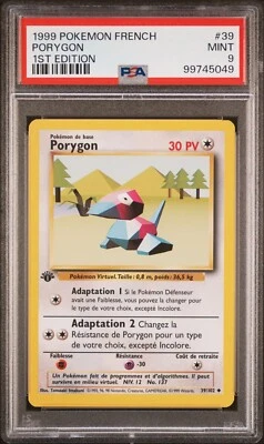 PSA 9 FRENCH Porygon 1st Edition 1999 Base Set #039/102 MINT - Image 1 of 2