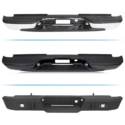 Chrome/ Black Complete Rear Bumper For Chevy Silverado GMC Sierra 1500 1999-2007 Foto 1 de 4