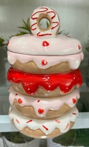 Stapel Donuts Herz Keramik Valentinstag Dose Keksdose TikTok Viral! NEU - Bild 1 von 6